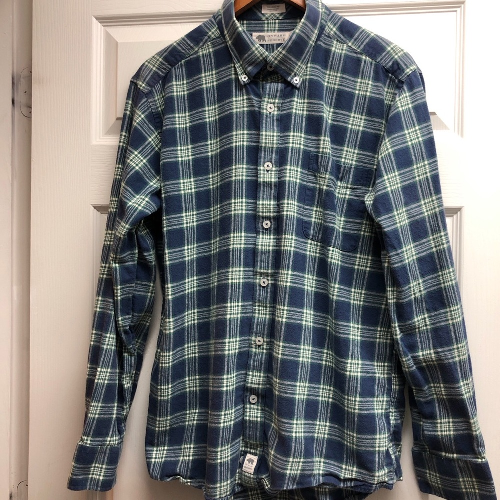 On Ward XL Men's Plaid Button-Down Shirt - Blue/Green